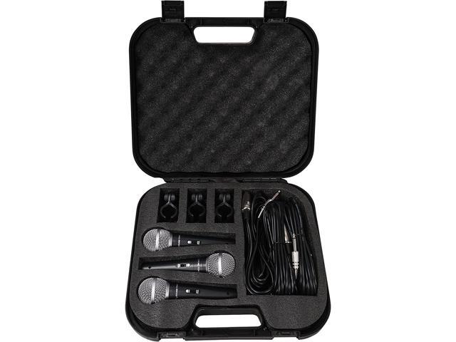 Sound Town 3-Piece Professional Handheld Dynamic Microphone Kit with Carry Case, Mic Clips, 26ft XLR to 1/4' Audio Cables (STMICKT3)
