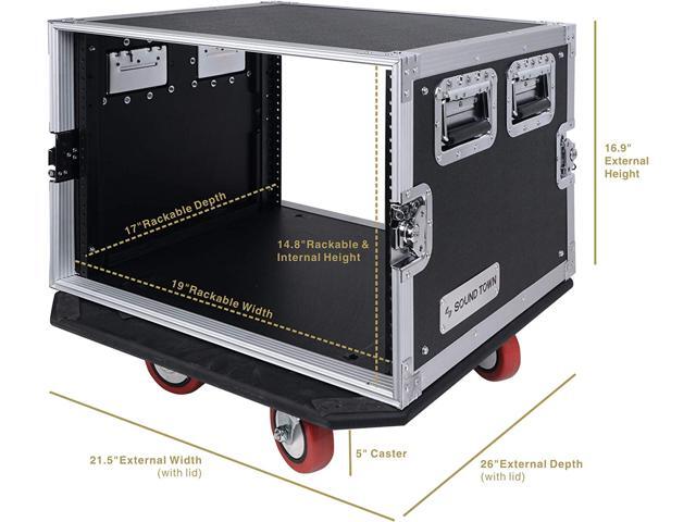 Sound Town PA DJ Combo with 8U Rack/Road ATA Case w/Casters, One 10 Outlet AC Power Conditioner/Sequencer (STRC-8PSA28)