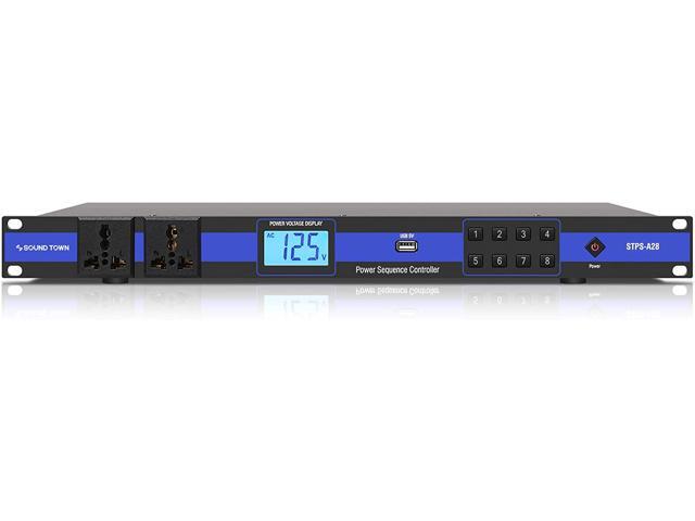 Sound Town PA DJ Combo with 12U Rack/Road ATA Case w/Casters, One 10 Outlet AC Power Conditioner/Sequencer (STRC-12PSA28)