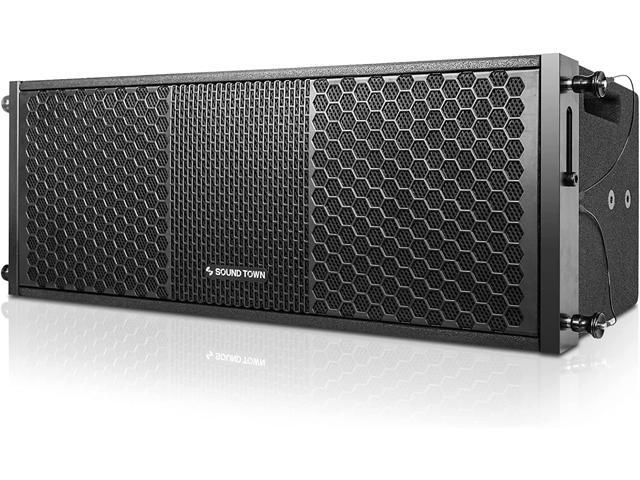 Sound Town ZETHUS Pair of Dual 8-inch Line Array Speaker System with Titanium Compression Driver, Full Range/Bi-amp Switchable, Black...