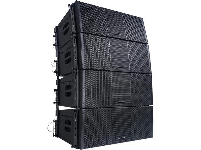 Sound Town ZETHUS Four Dual 10-inch Line Array Speaker System with Dual Titanium Compression Drivers, Full Range/Bi-amp Switchable, Black...