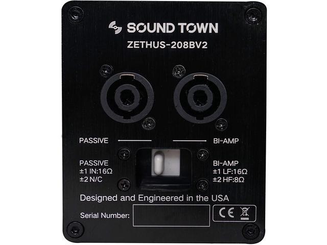 Sound Town ZETHUS Pair of Dual 8-inch Line Array Speaker System with Titanium Compression Driver, Full Range/Bi-amp Switchable, Black...