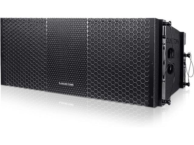 Sound Town ZETHUS Pair of Dual 10-inch Line Array Speaker System with Dual Titanium Compression Drivers, Full Range/Bi-amp Switchable, Black...