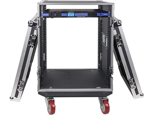 Sound Town PA DJ Combo with 14U Rack/Road ATA Case w/DJ Work Table, One 10 Outlet AC Power Conditioner/Sequencer (STRC-14TPSA28)