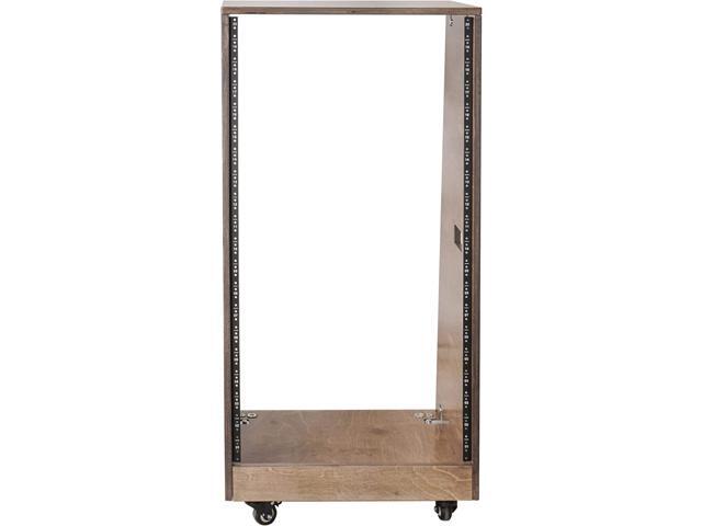 Sound Town DIY Slanted 20U Studio Rack, Plywood, Weathered Gray, with Rubber Feet, Casters (SDRK-20TB)