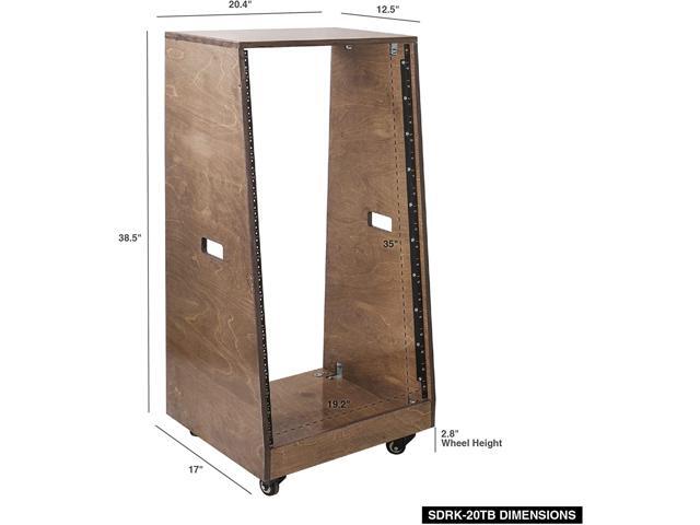 Sound Town DIY Slanted 20U Studio Rack, Plywood, Weathered Gray, with Rubber Feet, Casters (SDRK-20TB)