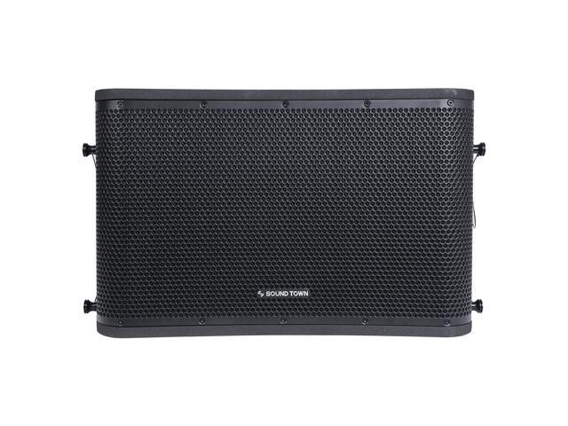 Sound Town ZETHUS Series 4 x 12 Powered 2-Way Line Array Loudspeaker System with Onboard DSP, Black for Live Sound, Club, Bar, Restaurant, Church...