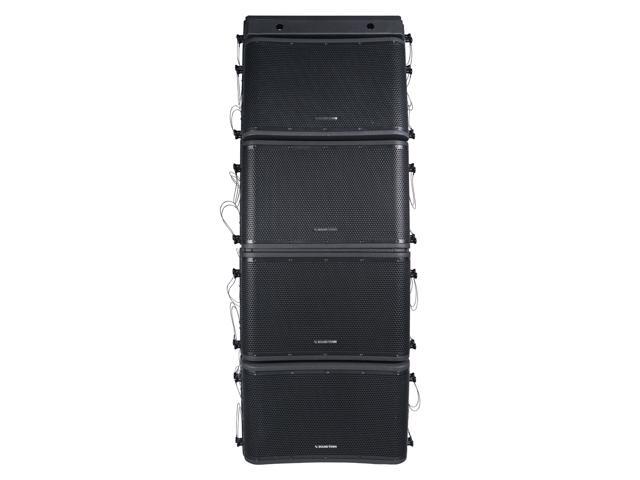 Sound Town ZETHUS Series 4 x 12 Powered 2-Way Line Array Loudspeaker System with Onboard DSP, Black for Live Sound, Club, Bar, Restaurant, Church...