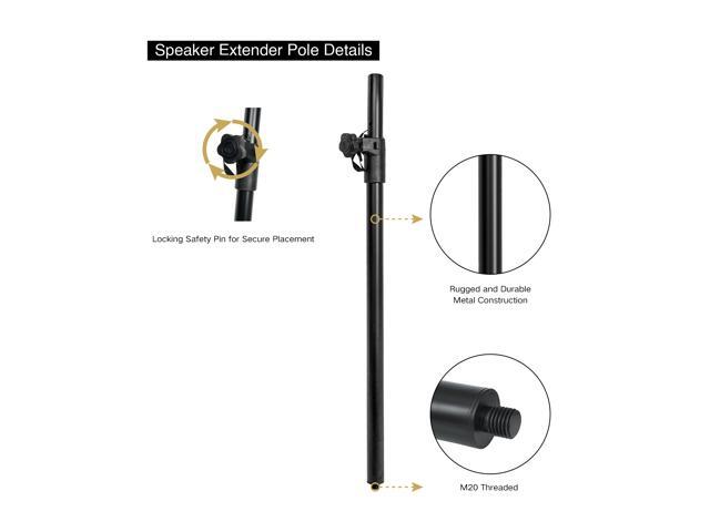 Sound Town 2-Pack Subwoofer Speaker Poles with Adjustable Height and M20 Thread
