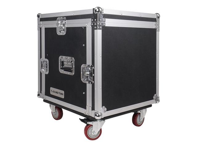 Sound Town 10-Space PA/DJ Pro Audio Rack/Road ATA Server Case with Slant Mixer Top (STMR-10UW)