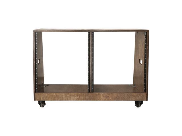 Sound Town DIY 2 x 12U Slanted Studio Rack with Baltic Birch Plywood, Casters, Weathered Gray for Recording Room, Home Studio (SDRK-D12TB)