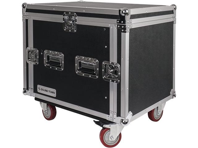 Sound Town 10U PA DJ Pro Audio ATA Rack/Road Case with 14U Slant Mixer Top, 25'' Rackable Depth and Casters-with 1/2' (12mm) Plywood-Pro Tour Grade...