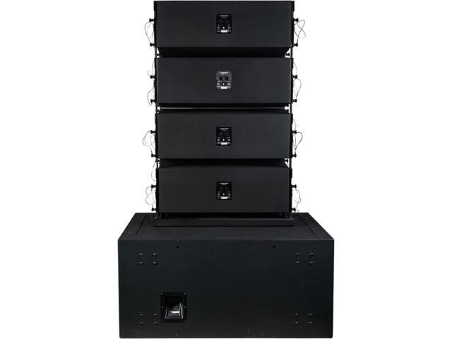 Sound Town ZETHUS Series Line Array Speaker System with One Dual 18-inch Subwoofer, Four Compact Dual 10-inch PA Speakers, One Stack Adapter, Black...
