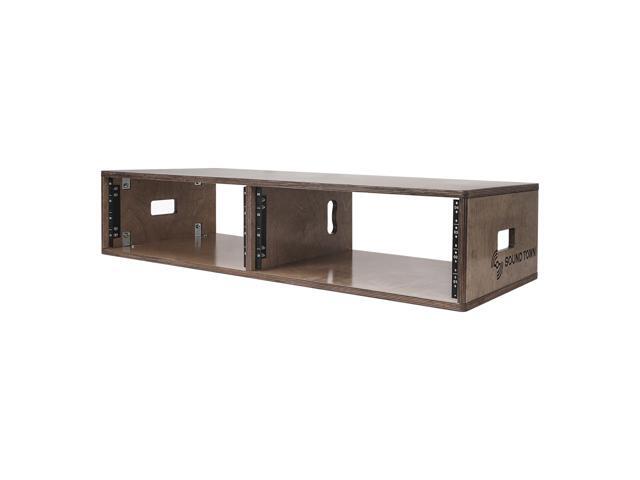 Sound Town DIY 2 x 4U Studio Rack, Plywood, Weathered Gray For Recording Room, Home Studio (SDRK-D4B)