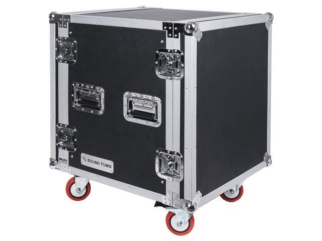 Sound Town Shock Mount 12U ATA Rack Case with 2U Drawer, 21 Rackable Depth, Casters - Pro Tour Grade (STRC-SP12D2)