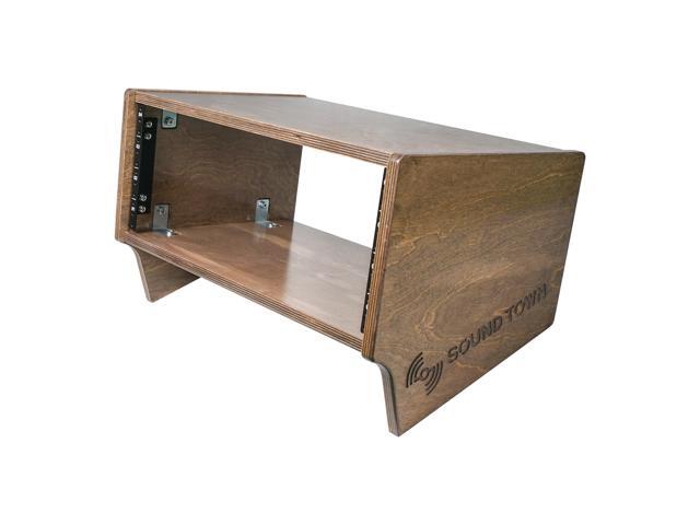 Sound Town DIY 4U Angled Desktop Turret Studio Rack with Baltic Birch Plywood, Weathered Gray, Assembly Required (SDRK-Y4SLB)