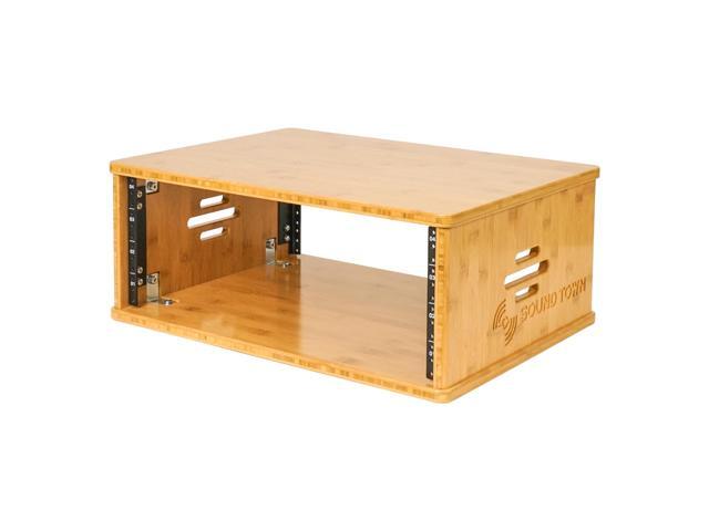 Sound Town DIY 4U Solid Bamboo Studio Rack - 14.2' Depth, Ventilation for Recording Room, PA/DJ Pro Audio, Home Audio (STBR-4U)