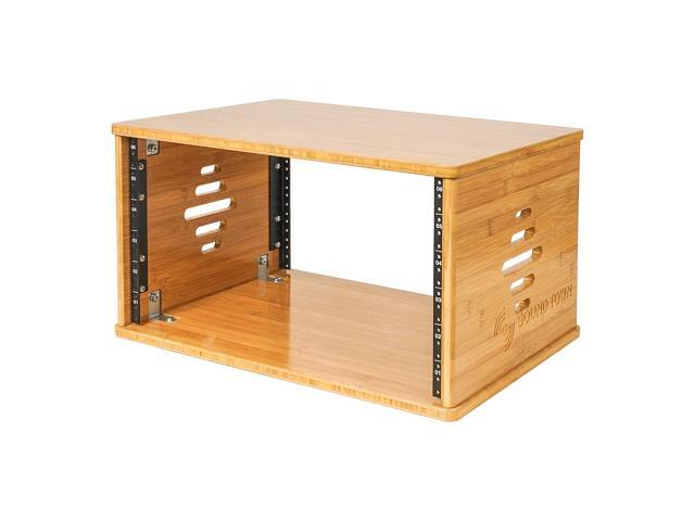 Sound Town DIY 6U Solid Bamboo Studio Equipment Rack - 14.2' Depth, Ventilation, Carbonized Bamboo for Recording Room, PA/DJ Pro Audio, Home Audio...