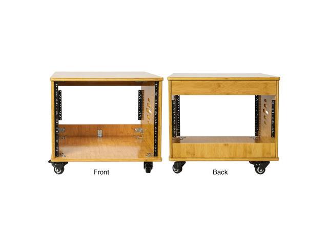 Sound Town DIY 8U Solid Bamboo Studio Rack - 16' Depth, Ventilation, with Rubber Feet, Casters and Front/Back Rails (STBR-8UW)