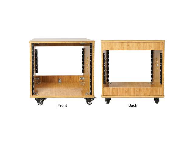 Sound Town DIY 10U Solid Bamboo Studio Rack - 16' Depth, Ventilation, with Rubber Feet, Casters and Front/Back Rails (STBR-10UW)