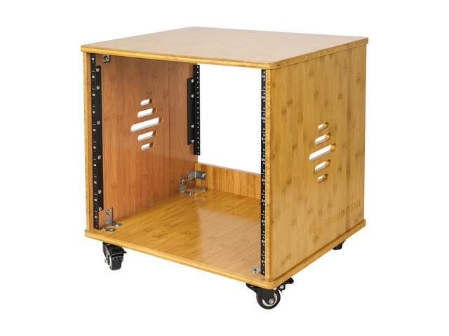 Sound Town DIY 10U Solid Bamboo Studio Rack - 16' Depth, Ventilation, with Rubber Feet, Casters and Front/Back Rails (STBR-10UW)