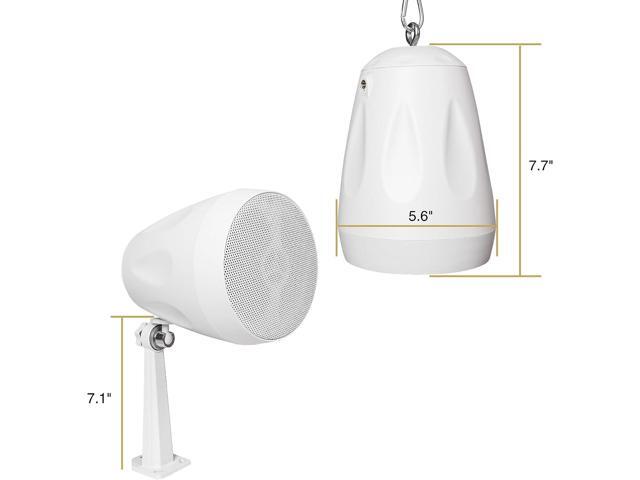 Sound Town 2-Pack 4' All-Weather Pendant Speaker, IP66, Wall Mount, Landscape, 70V/100V/8-Ohm, Indoor/Outdoor Commercial Speaker for Home and...