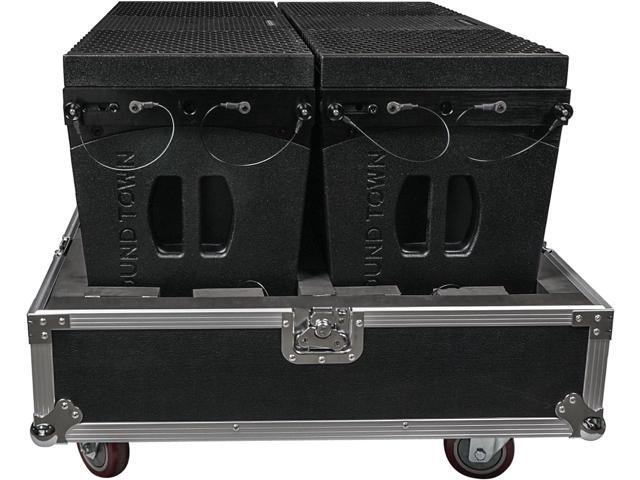Sound Town ZETHUS Pair of Dual 10-inch Powered Line Array Speaker System with Flight Case, Black (Z210BPWX2-IFC)