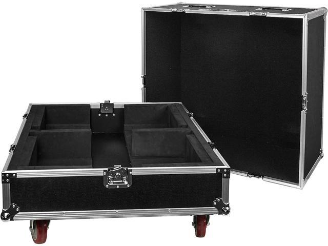 Sound Town ZETHUS 4 x Dual 8 Line Array Loudspeaker System with STRC Flight Case, Full Range/Bi-amp Switchable, Black (Z208BX4-IFC)