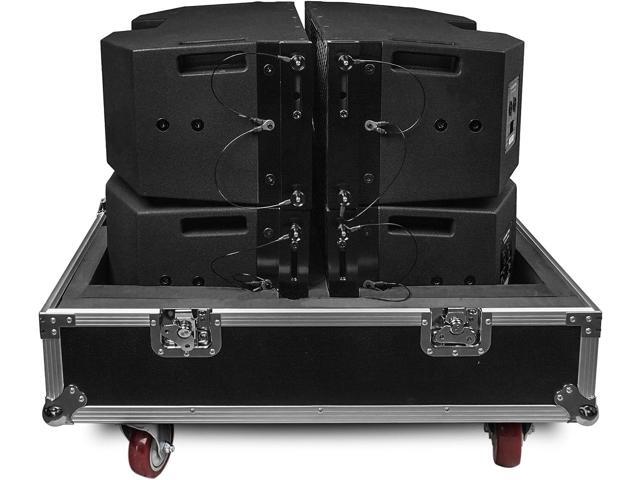 Sound Town ZETHUS 4 x Dual 8 Line Array Loudspeaker System with STRC Flight Case, Full Range/Bi-amp Switchable, Black (Z208BX4-IFC)