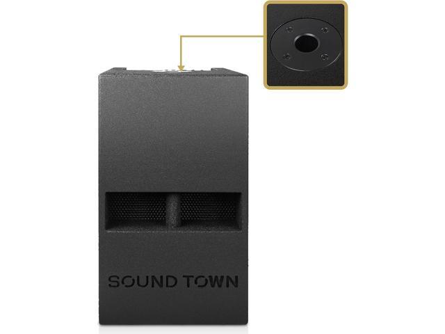 Sound Town 1400 Watts 12' Powered PA/DJ Subwoofer 2.1 Channel w/ 2 Speaker Outputs, Folded Horn Design, Built-in Mixer, Plywood, Black (CARPO-M12DS)