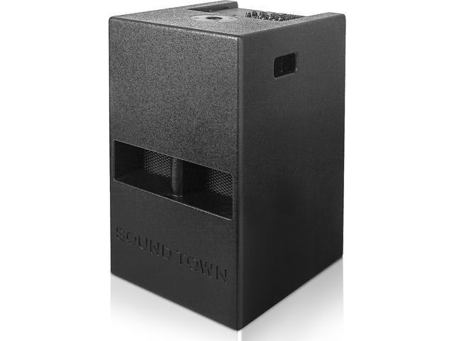 Sound Town 1400 Watts 12' Powered PA/DJ Subwoofer 2.1 Channel w/ 2 Speaker Outputs, Folded Horn Design, Built-in Mixer, Plywood, Black (CARPO-M12DS)