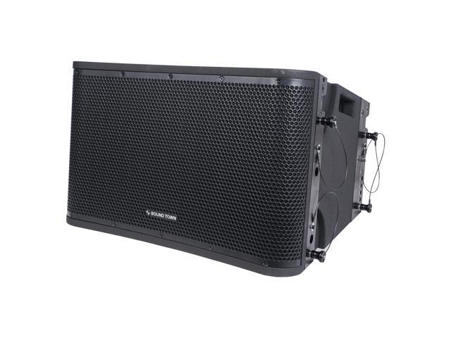 Sound Town ZETHUS Series Pair of 12' Two-Way Constant Curvature Line Array Loudspeaker System, Full-Range/Bi-Amp Switchable, Black (ZETHUS-112B-PAIR)