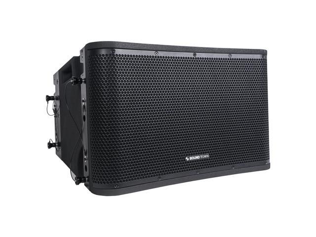Sound Town ZETHUS Series Pair of 12' Two-Way Constant Curvature Line Array Loudspeaker System, Full-Range/Bi-Amp Switchable, Black (ZETHUS-112B-PAIR)
