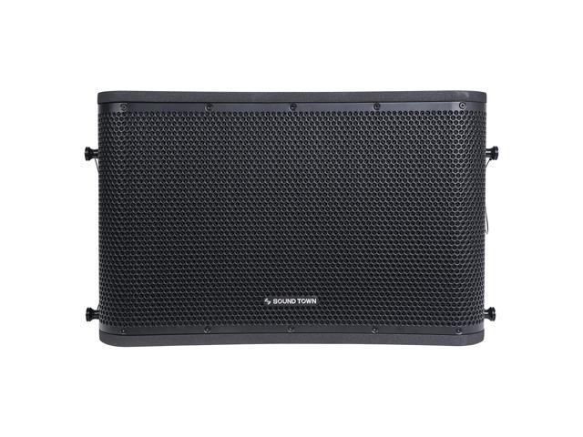 Sound Town ZETHUS Series Pair of 12' Two-Way Constant Curvature Line Array Loudspeaker System, Full-Range/Bi-Amp Switchable, Black (ZETHUS-112B-PAIR)