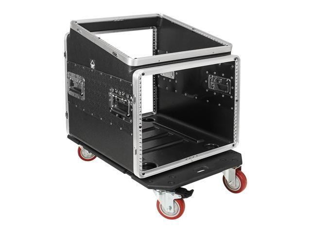 Sound Town Lightweight and Compact 8U ATA ABS Rack Case, with Slant Mixer Top, Casters, 21' Depth, 10U Top and 8U Side Spaces (STMR-A10X8UW)