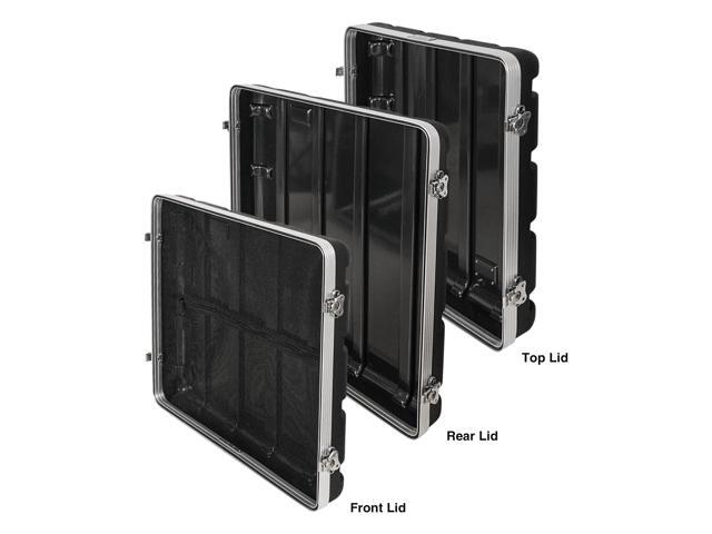 Sound Town Lightweight and Compact 10U ATA ABS Rack Case, with Slant Mixer Top, Casters, 24.5' Depth, 12U Top and 10U Side Spaces (STMR-A12X10UW)