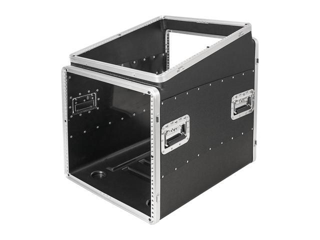 Sound Town Lightweight and Compact 10U ATA ABS Rack Case, with Slant Mixer Top, Casters, 24.5' Depth, 12U Top and 10U Side Spaces (STMR-A12X10UW)