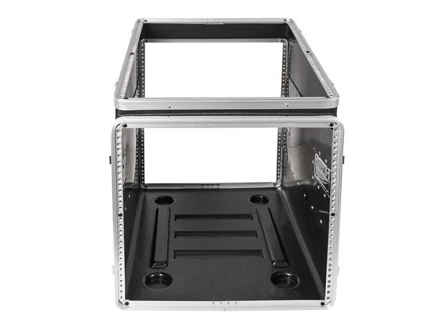Sound Town Lightweight and Compact 10U ATA ABS Rack Case, with Slant Mixer Top, Casters, 24.5' Depth, 12U Top and 10U Side Spaces (STMR-A12X10UW)