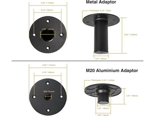 Sound Town Speaker Pole Mounts, PA/DJ Speaker Cabinet Adapters, Two with 35mm (1 3/8') Pole Mounting, Two with M20 Threaded Mounting, Black...