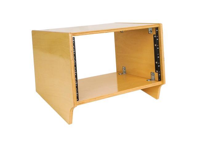 Sound Town DIY 6U Angled Desktop Turret Studio Rack with Baltic Birch Plywood, Golden Oak, Assembly Required (SDRK-Y6SL)