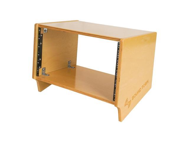 Sound Town DIY 6U Angled Desktop Turret Studio Rack with Baltic Birch Plywood, Golden Oak, Assembly Required (SDRK-Y6SL)