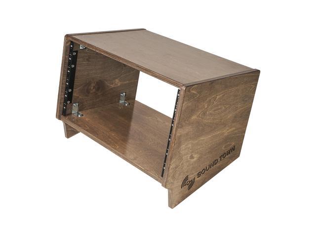 Sound Town DIY 6U Angled Desktop Turret Studio Rack with Baltic Birch Plywood, Weathered Gray, Assembly Required (SDRK-Y6SLB)