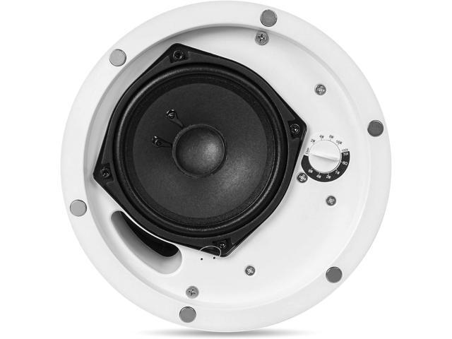 Sound Town Pair of 6.5' Coaxial in-Ceiling Speakers with Metal Backcan and Tile Rails, 70V/100V/8-Ohm Switchable, Magnetic Grill, White (STCS6C-PAIR)