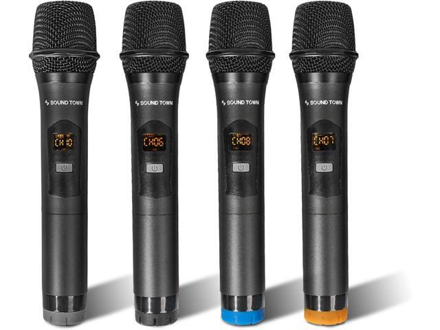 Sound Town 200 Channels Wireless Microphone Karaoke Mixer System, with 4 Metal Handheld Microphones, Optical (Toslink), AUX, for Smart TV, Home...