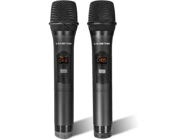 Sound Town 100 Channels Wireless Microphone Karaoke Mixer System with 2 Metal Handheld Microphones, Optical (Toslink), AUX, for Smart TV, Home...