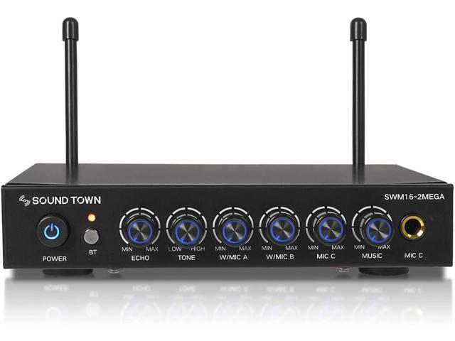 Sound Town 100 Channels Wireless Microphone Karaoke Mixer System with 2 Metal Handheld Microphones, Optical (Toslink), AUX, for Smart TV, Home...