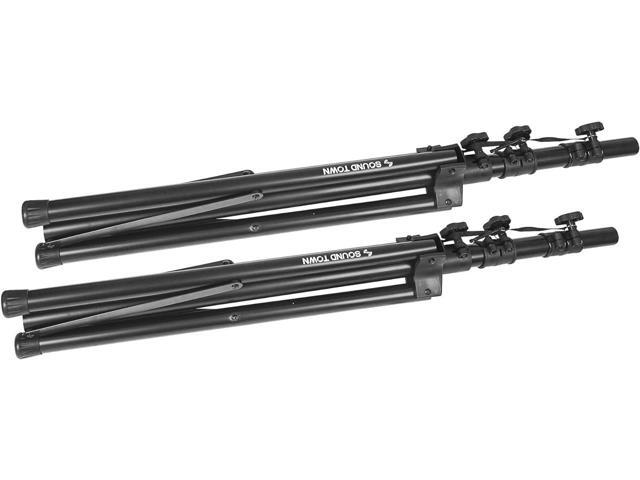 Sound Town 2-Pack DJ Lighting Stand, Height Adjustable, 9 ft Tall, with Side-Bars and Tripod Base (STLS-M09-PAIR)