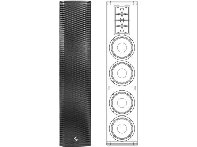 Sound Town High-Power Powered Column Line Array Speaker with 4x6.5 Woofers, Dual Compression Drivers, Class-D with DSP, TWS, Birch Plywood, Wall...