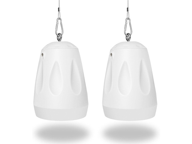 Sound Town Commercial Restaurant Bluetooth Amplifier + Pendant Speaker Set, with One 6-Zone 70V/100V Amplifier with Bluetooth, 6 x All-Weather...