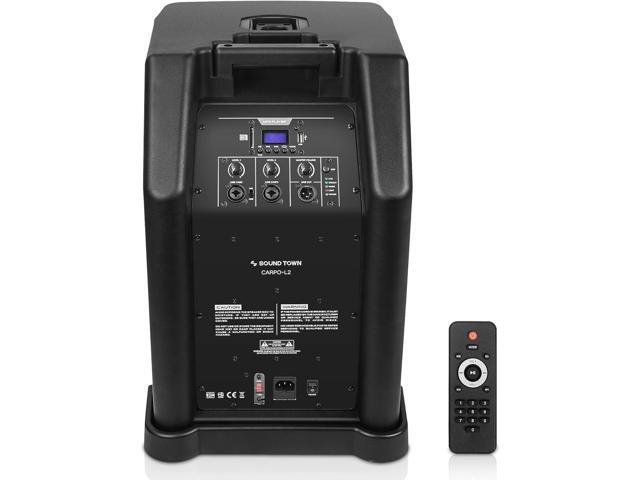 Sound Town Pair of Portable Column Speaker System, with Two Powered Subwoofers, Two Column Speakers, Three Handheld Microphones (CARPO-L2MKT3)